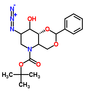 2-叠氮基-4,6-O-亚苄基-N-(叔-丁氧羰基)-1,2,5-三脱氧-1,5-亚氨基-D-山梨糖醇结构式_133697-23-1结构式