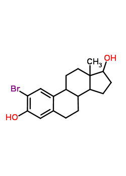 2-溴雌二醇,(13S,17S)-2-溴-13-甲基-7,8,9,11,12,13,14,15,16,17-十氢-6H-环戊二烯并[a]菲-3,17-二醇结构式_15833-07-5结构式