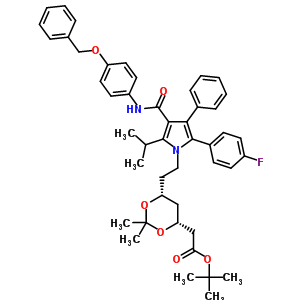 (6-{2-[3-(4-苄氧基-苯基氨基甲酰)-5-(4-氟-苯基)-2-异丙基-4-苯基-吡咯-1-基]-乙基}-2,2-二甲基-[1,3]-二噁烷-4-基)-乙酸叔丁酯结构式_163217-68-3结构式