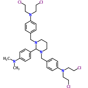 (9CI)-4,4-[[2-[4-(二甲基氨基)苯基]二氢-1,3(2H,4H)-嘧啶二基]双(亚甲基)]双[N,N-双(2-氯乙基)-苯胺结构式_16757-54-3结构式
