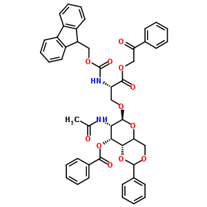 (S)-o-[2-(acetylamino)-3-o-benzoyl-2-deoxy-4,6-o-benzylidene-alpha-d-galactopyranosyl]-n-9-fmoc-l-serine phenacyl ester Structure,171973-67-4Structure