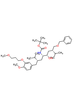 N-[(1S,2S,4S)-2-羟基-1-[(2S)-2-[[4-甲氧基-3-(3-甲氧基丙氧基)苯基]甲基]-3-甲基丁基]-5-甲基-4-[(苯甲氧基)甲基]己基]-氨基甲酸叔丁酯结构式_172900-92-4结构式