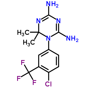 1-[4-氯-3-(三氟甲基)苯基]-6,6-二甲基-1,3,5-三嗪-2,4-二胺结构式_18914-82-4结构式