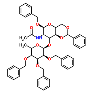 苄基2-乙酰氨基-2-脱氧-3-O-(2,3,4-三-O-苄基-alpha-L-吡喃岩藻糖基)-4,6-亚苄基-alpha-D-吡喃葡萄糖苷结构式_196941-73-8结构式