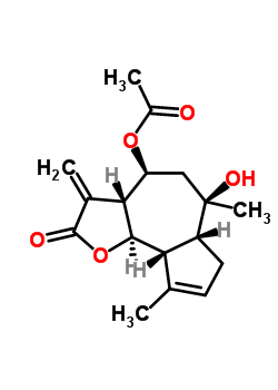 (3Ar)-3a,4,5,6,6aβ,7,9aβ,9bα-八氢-4b-乙酰氧基-6,9-二甲基-6b-羟基-3-亚甲基甘菊环并[4,5-b]呋喃-2(3h)-酮结构式_20482-33-1结构式