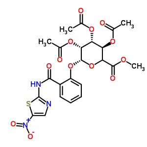 2-[(5-硝基-1,3-噻唑-2-基)氨基甲酰]苯基(5Xi)-2,3,4-三-O-乙酰基-beta-L-来苏-吡喃己糖醛酸甲酯结构式_221287-92-9结构式