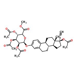 (17beta)-17-乙酰氧基-17-乙炔基雌甾a-1(10),2,4-三烯-3-基甲基(5Xi)-2,3,4-三-O-乙酰基-beta-D-来苏-己o吡喃并s艾杜糖醛酸酯结构式_242130-33-2结构式