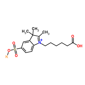 1-羧基戊基-2,3,3-三甲基吲哚鎓-5-磺酸酯钾盐结构式_246516-15-4结构式