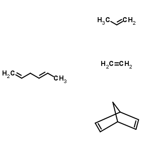 二环[2.2.1]-2,5-庚二烯与乙烯、1,4-己二烯和1-丙烯的聚合物结构式_25190-87-8结构式