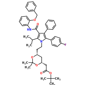 (6-{2-[3-(2-苄氧基-苯基氨基甲酰)-5-(4-氟-苯基)-2-异丙基-4-苯基-吡咯-1-基]-乙基}-2,2-二甲基-[1,3]-二噁烷-4-基)-乙酸叔丁酯结构式_265989-39-7结构式