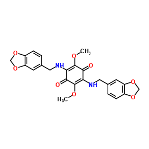 2,5-Cyclohexadiene-1,4-dione,2,5-bis[(1,3-benzodioxol-5-ylmethyl)amino]-3,6-dimethoxy- Structure,27246-40-8Structure