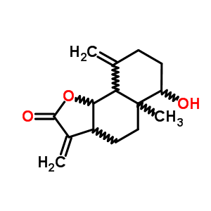 十氢-6-羟基-5a-甲基-3,9-双(亚甲基)-萘并[1,2-b]呋喃-2(3H)-酮结构式_29424-04-2结构式