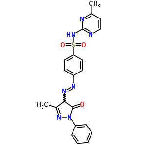 4-[2-(4,5-二氢-3-甲基-5-氧代-1-苯基-1H-吡唑-4-基)二氮杂烯]-n-(4-甲基-2-嘧啶)-苯磺酰胺结构式_29821-99-6结构式