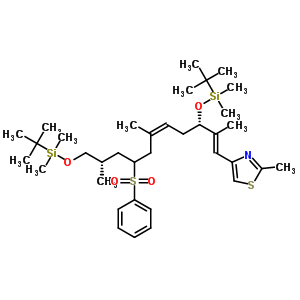 4-[(1E,3S,5Z,8R/S,10S)-3,11-二-{[叔-丁基(二甲基)硅烷基]氧基}-2,6,10-三甲基-8-(苯磺酰基)十一碳-1,5-二烯基]-2-甲基-1,3-噻唑结构式_308357-81-5结构式