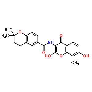 N-(4,7-二羟基-8-甲基-2-氧代-2H-1-苯并吡喃-3-基)-3,4-二氢-2,2-二甲基-2H-1-苯并吡喃-6-羧酰胺结构式_31589-45-4结构式