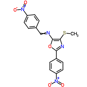 4-(甲基硫代)-2-(4-硝基苯基)-N-[(4-硝基苯基)亚甲基]-5-噁唑胺结构式_31666-15-6结构式