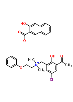 (3-Acetyl-5-chloro-2-hydroxyphenyl)methyl-dimethyl-[2-(phenoxy)ethyl]azanium; 3-hydroxynaphthalene-2-carboxylate Structure,34987-38-7Structure