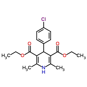 4-(4-氯苯基)-2,6-二甲基-1,4-二氢吡啶-3,5-二羧酸二乙酯结构式