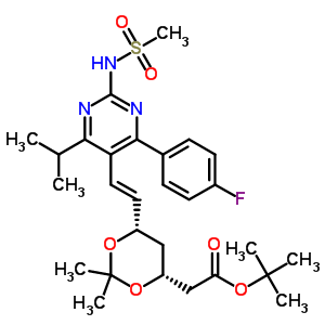 叔-丁基-7-[4-(4-氟苯基)-6-异丙基-2-甲磺酰基氨基嘧啶-5-基]-(3R,5S)-异丙基亚基-(E)-6-庚烯酸酯结构式_371775-73-4结构式
