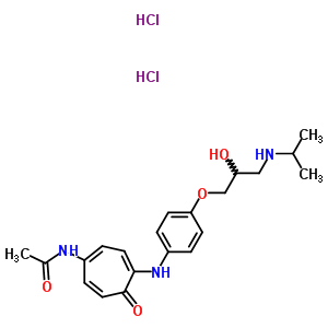 N-[4-[[4-[2-羟基-3-(丙烷-2-基氨基)丙氧基]苯基]氨基]-5-氧代-1-环庚并-1,3,6-三烯基]乙酰胺双盐酸盐结构式_38767-91-8结构式