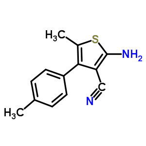 2-氨基-5-甲基-4-(4-甲基苯基)噻吩-3-甲腈结构式_438613-84-4结构式