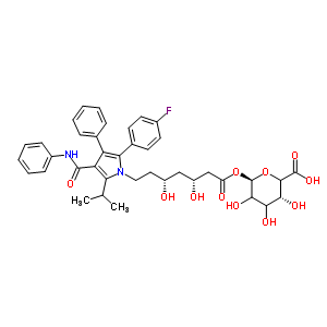 1-O-{(3R,5R)-7-[2-(4-氟苯基)-5-异丙基-3-苯基-4-(苯基氨基甲酰)-1H-吡咯-1-基]-3,5-二羟基庚酰}-beta-L-甘油-吡喃己糖酸结构式_463962-58-5结构式