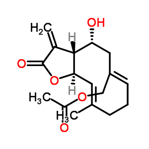 (3aR,4R,6Z,10E,11aR)-6-乙酰氧基甲基-3a,4,5,8,9,11a-六氢-4-羟基-10-甲基-3-亚甲基环癸并[b]呋喃-2(3H)-酮结构式_50886-56-1结构式
