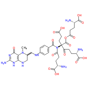 N-(N-(N-(N-(4-(((2-氨基-1,4,5,6,7,8-六氢-5-甲基-4-氧代-6-蝶啶基)甲基)氨基)苯甲酰基)-L-gamma-谷氨酰)-L-gamma-谷氨酰)-L-gamma-谷氨酰)-L-谷氨酸结构式_50998-20-4结构式