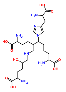 2,10-二氨基-5-[[(5-氨基-2,6-二羟基-6-氧代己基)氨基]甲基]-6-[4-(2-氨基-3-羟基-3-氧代丙基)咪唑-1-基]十一烷二酸结构式_51773-61-6结构式
