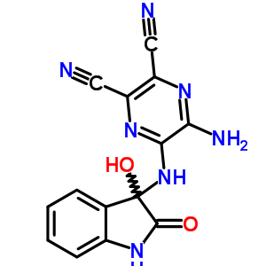 5-氨基-6-[(2,3-二氢-3-羟基-2-氧代-1H-吲哚-3-基)氨基]-2,3-吡嗪二甲腈结构式_52197-20-3结构式