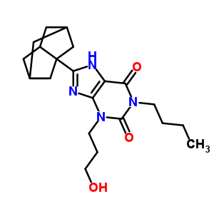 1-Butyl-3-(3-hydroxypropyl)-8-(tricyclo[3.3.1.0<sup>3,7</sup>]non-3-yl)-3,7-dihydro-1h-purine-2,6-dione Structure,524944-72-7Structure