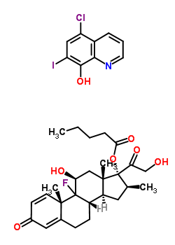 (11beta,16beta)-9-氟-11,21-二羟基-16-甲基-17-((1-氧代戊基)氧基)-孕甾-1,4-二烯-3,20-二酮与 5-氯-7-碘-8-喹啉醇混合物结构式_53262-70-7结构式