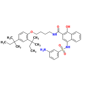 4-[[(3-Aminophenyl)sulfonyl ]amino]-n-[4-[2,4-bis(1,1-dimethylpropyl)phenoxy]butyl ]-1-hydroxy-2-naphthalenecarboxamide Structure,54178-94-8Structure