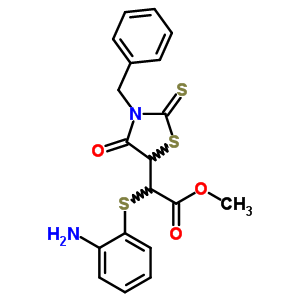 Methyl 2-(2-aminophenyl)sulfanyl-2-(3-benzyl-4-oxo-2-sulfanylidene-thiazolidin-5-yl)acetate Structure,54255-29-7Structure