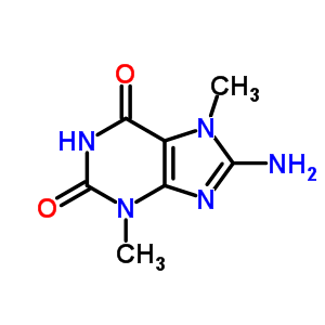 8-氨基-3,7-二甲基-嘌呤-2,6-二酮结构式_5442-23-9结构式
