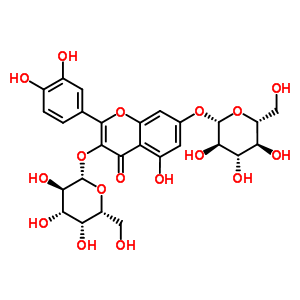 槲皮素-3-O-半乳糖苷-7-O-葡糖苷结构式_56782-99-1结构式