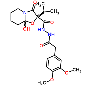 N-[2-(3,4-二甲氧基苯基)乙酰基]-6-羟基-9-氧代-8-丙烷-2-基-7-噁-1-氮杂双环[4.3.0]壬烷-8-碳酰肼结构式_60807-11-6结构式
