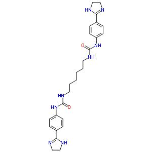 3-[4-(4,5-二氢-1H-咪唑-2-基)苯基]-1-[6-[[4-(4,5-二氢-1H-咪唑-2-基)苯基]氨基甲酰氨基]己基]脲结构式_6124-49-8结构式