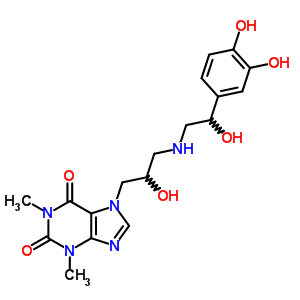 7-[3-[[2-(3,4-Dihydroxyphenyl)-2-hydroxyethyl ]amino]-2-hydroxypropyl ]theophyline Structure,62401-98-3Structure