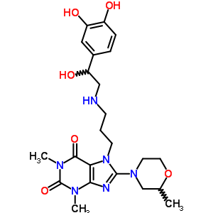 7-[3-[[2-(3,4-Dihydroxyphenyl)-2-hydroxyethyl ]amino]propyl ]-8-(2-methylmorpholino)theophyline Structure,62402-02-2Structure