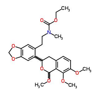 N-甲基-N-[2-[6-(1,7,8-三甲氧基异苯并二氢吡喃-3-基)苯并[1,3]二氧代l-5-基]乙基]氨基甲酸乙酯结构式_62421-42-5结构式