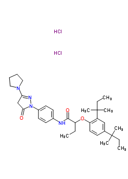 2-[2,4-双(叔戊基)苯氧基]-N-[4-[4,5-二氢-5-氧代-3-(1-吡咯烷)-1H-吡唑-1-基]苯基]丁酰胺双盐酸盐结构式_63059-49-4结构式
