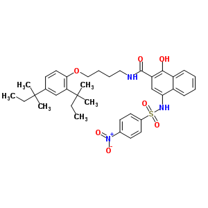 N-[4-[2,4-双(1,1-二甲基丙基)苯氧基]丁基]-1-羟基-4-[[(4-硝基苯基)磺酰基]氨基]-2-萘羧酰胺结构式_63149-31-5结构式