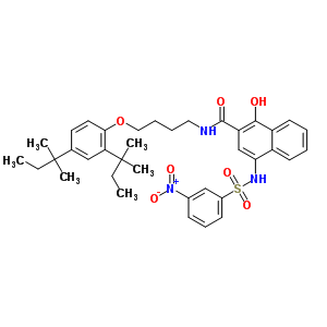 N-[4-[2,4-双(1,1-二甲基丙基)苯氧基]丁基]-1-羟基-4-[[(3-硝基苯基)磺酰基]氨基]-2-萘羧酰胺结构式_63149-45-1结构式