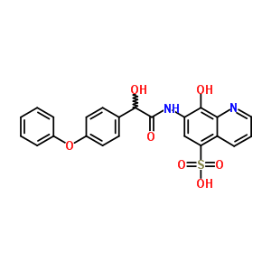 8-羟基-7-[[2-(4-苯氧基苯基)-2-羟基乙酰基]氨基]-5-喹啉磺酸结构式_63680-66-0结构式