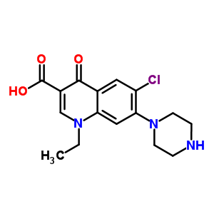 6-Chloro-1-ethyl-4-oxo-7-(piperazin-1-yl)-1,4-dihydroquinoline-3-carboxylic acid Structure,67681-84-9Structure