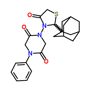 2,5-Piperazinedione, 1-(4-oxo-2-tricyclo(3.3.1.1(3,7))dec-1-yl-3-thiazolidinyl)-4-phenyl- Structure,70218-63-2Structure
