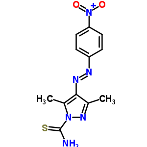 3,5-二甲基-4-[2-(4-硝基苯基)二氮杂烯]-1H-吡唑-1-硫代甲酰胺结构式_70421-80-6结构式