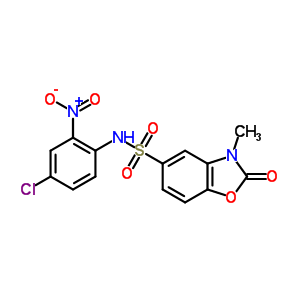 N-(4-氯-2-硝基-苯基)-3-甲基-2-氧代-苯并噁唑-5-磺酰胺结构式_78633-49-5结构式