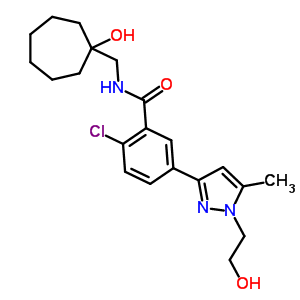 2-Chloro-N-[(1-hydroxycycloheptyl)methyl]-5-[1-(2-hydroxyethyl)-5-methyl-1H-pyrazol-3-yl]Benzamide Structure,792911-66-1Structure